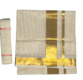 Men's off white Dhothi with belt - MIRASILKS Men's off white Dhothi with belt